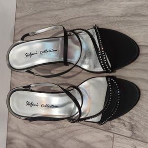 Stefani Collection Strappy Satin Rhinestone Heels